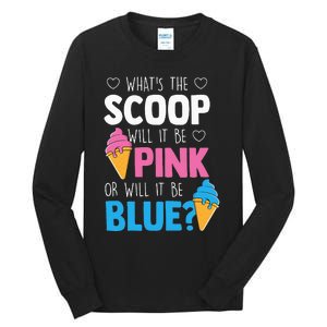 Whats The Scoop Funny Gender Reveal Party Team Blue Tall Long Sleeve T-Shirt