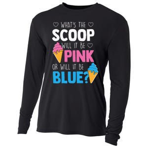 Whats The Scoop Funny Gender Reveal Party Team Blue Cooling Performance Long Sleeve Crew