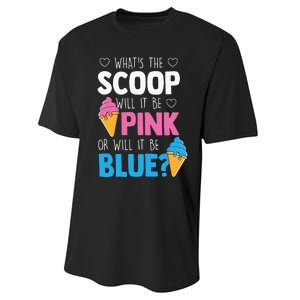 Whats The Scoop Funny Gender Reveal Party Team Blue Performance Sprint T-Shirt