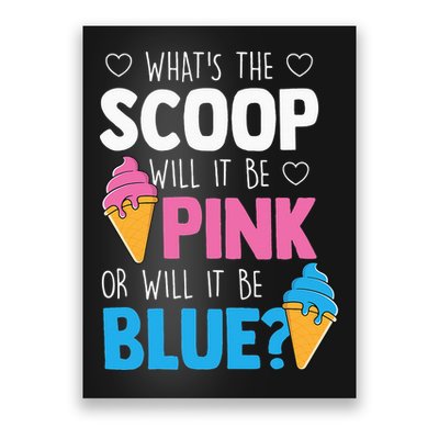 Whats The Scoop Funny Gender Reveal Party Team Blue Poster