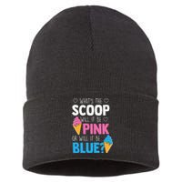 Whats The Scoop Funny Gender Reveal Party Team Blue Sustainable Knit Beanie