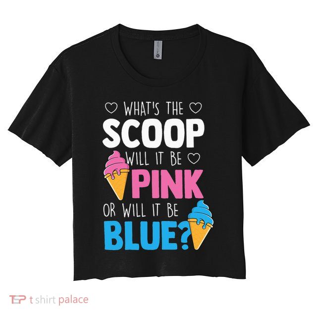 Whats The Scoop Funny Gender Reveal Party Team Blue Crop Top