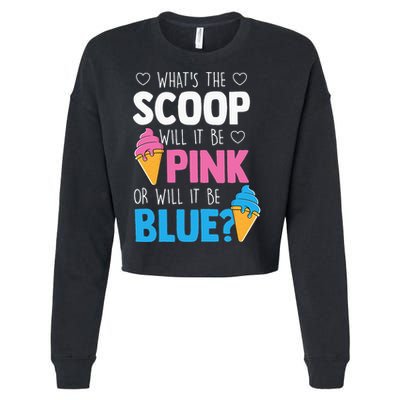 Whats The Scoop Funny Gender Reveal Party Team Blue Cropped Pullover Crew