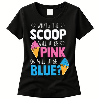 Whats The Scoop Funny Gender Reveal Party Team Blue Womens T-Shirt