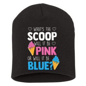 Whats The Scoop Funny Gender Reveal Party Team Blue Short Acrylic Beanie