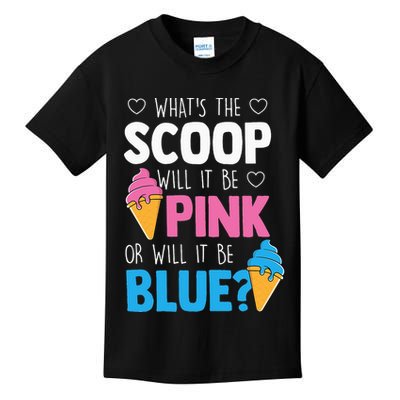 Whats The Scoop Funny Gender Reveal Party Team Blue Kids T-Shirt