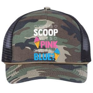 Whats The Scoop Funny Gender Reveal Party Team Blue Retro Rope Trucker Hat Cap