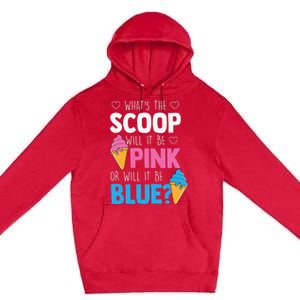 Whats The Scoop Funny Gender Reveal Party Team Blue Premium Pullover Hoodie