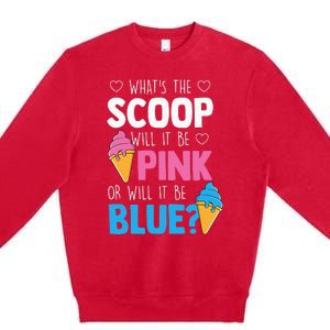 Whats The Scoop Funny Gender Reveal Party Team Blue Premium Crewneck Sweatshirt