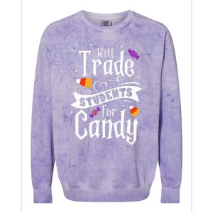 Will Trade Students For Candy Funny Teacher Halloween Colorblast Crewneck Sweatshirt