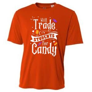 Will Trade Students For Candy Funny Teacher Halloween Cooling Performance Crew T-Shirt