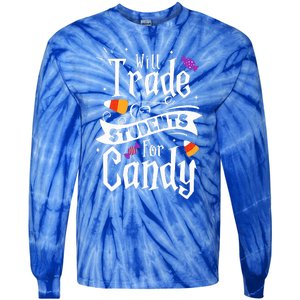 Will Trade Students For Candy Funny Teacher Halloween Tie-Dye Long Sleeve Shirt