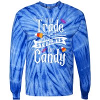 Will Trade Students For Candy Funny Teacher Halloween Tie-Dye Long Sleeve Shirt