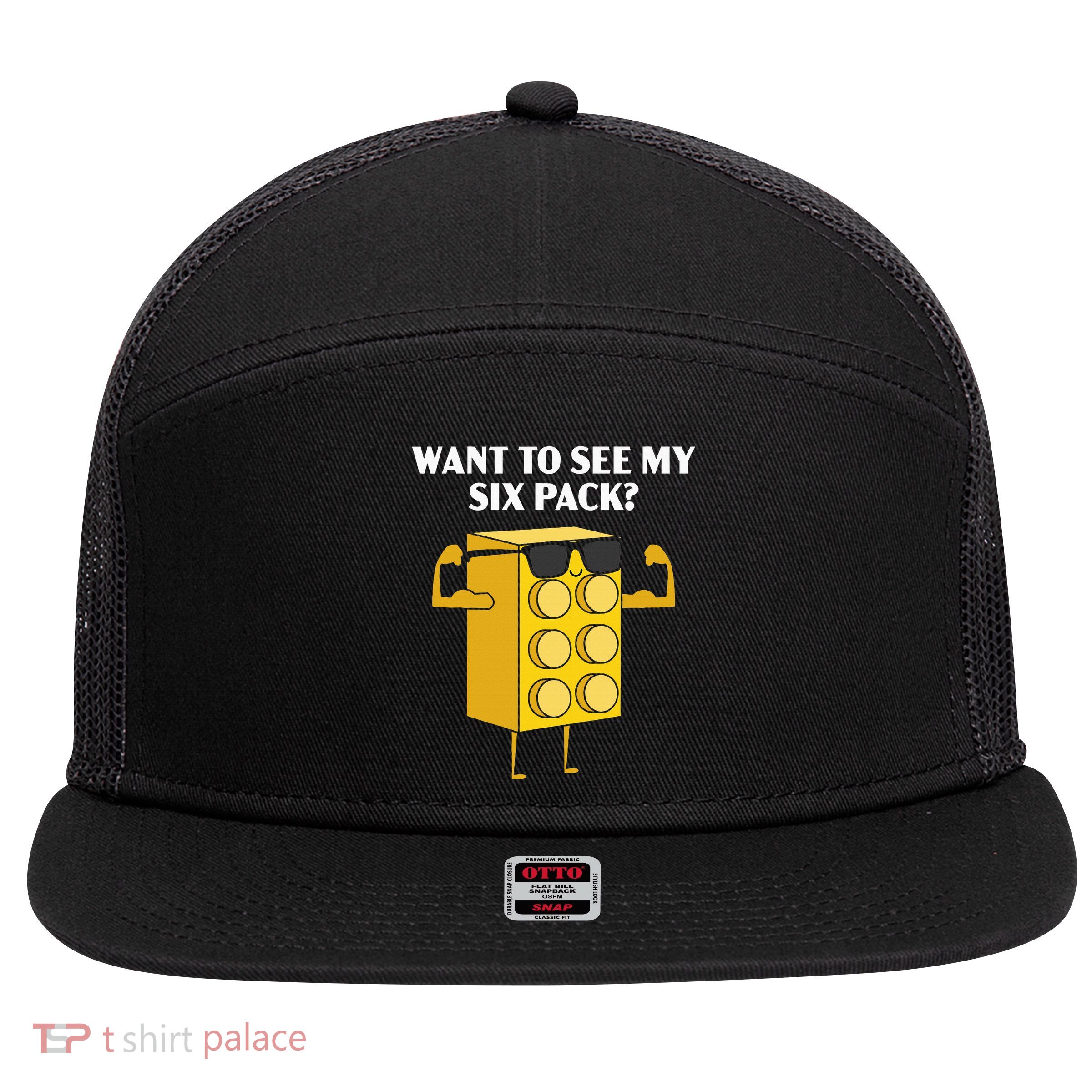 Want To See My Six Pack Bricks Lover Master Builder 7 Panel Mesh Trucker Snapback Hat