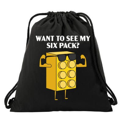 Want To See My Six Pack Bricks Lover Master Builder Drawstring Bag