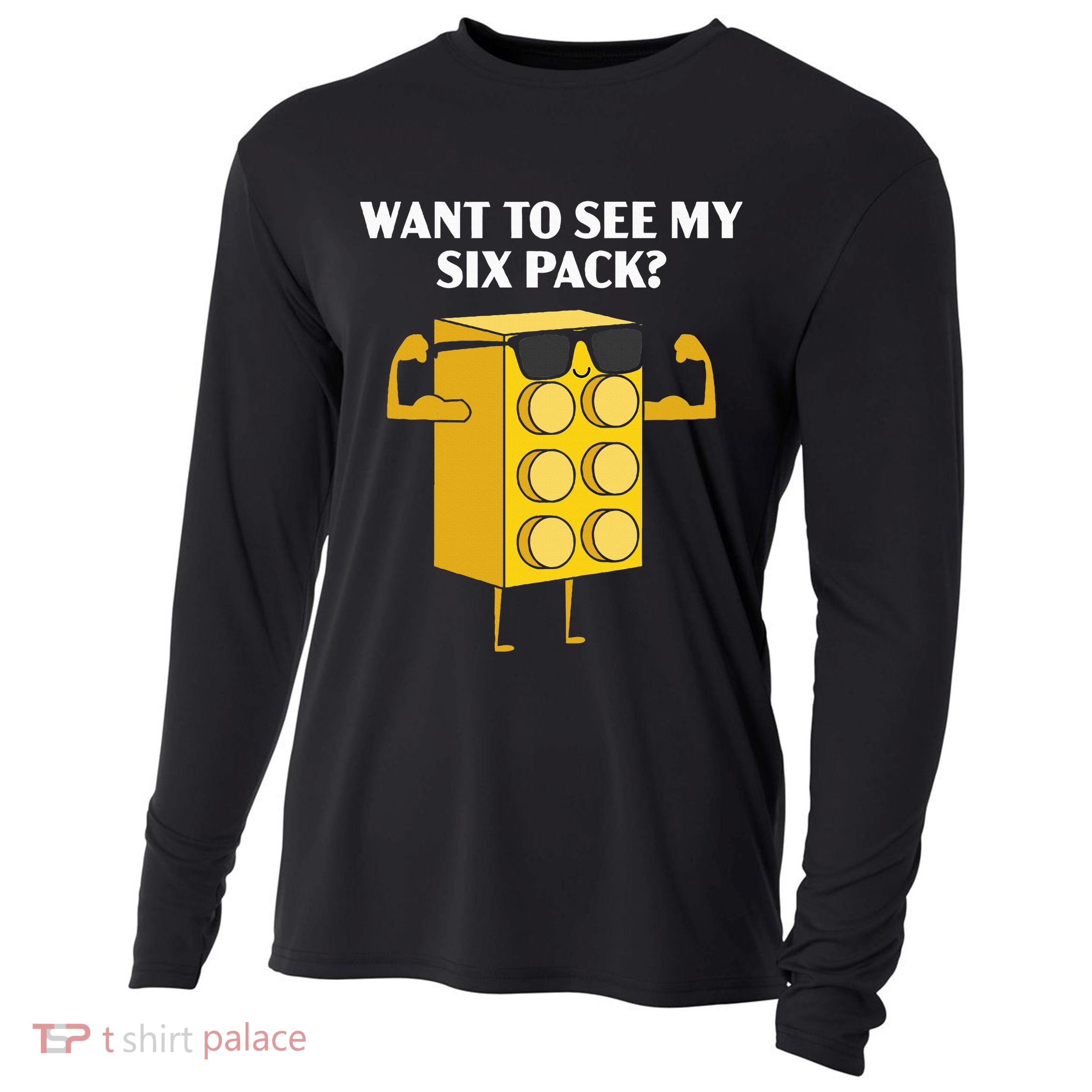 Want To See My Six Pack Bricks Lover Master Builder Cooling Performance Long Sleeve Crew