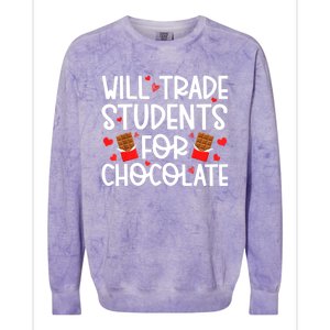 Will Trade Students For Chocolate Teacher Valentines Day Colorblast Crewneck Sweatshirt