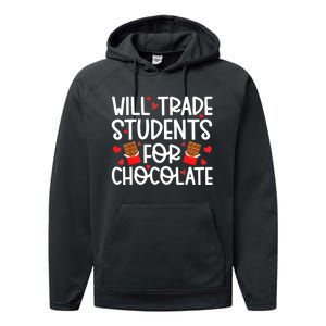 Will Trade Students For Chocolate Teacher Valentines Day Performance Fleece Hoodie