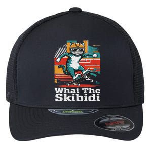 What The S.K.I.B.I.D.I Funny Meme Cat Flexfit Unipanel Trucker Cap