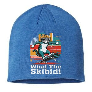 What The S.K.I.B.I.D.I Funny Meme Cat Sustainable Beanie