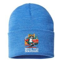 What The S.K.I.B.I.D.I Funny Meme Cat Sustainable Knit Beanie