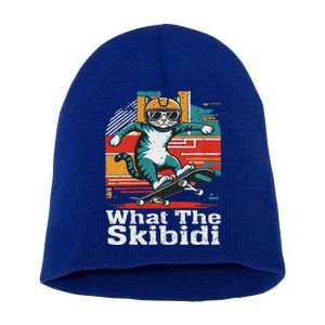 What The S.K.I.B.I.D.I Funny Meme Cat Short Acrylic Beanie