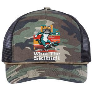 What The S.K.I.B.I.D.I Funny Meme Cat Retro Rope Trucker Hat Cap