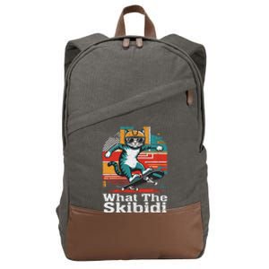 What The S.K.I.B.I.D.I Funny Meme Cat Cotton Canvas Backpack