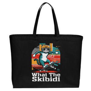 What The S.K.I.B.I.D.I Funny Meme Cat Cotton Canvas Jumbo Tote