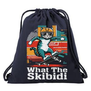 What The S.K.I.B.I.D.I Funny Meme Cat Drawstring Bag