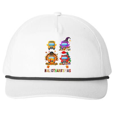 Witch Turkey Santa School Buses Happy HalloThanksMas Snapback Five-Panel Rope Hat