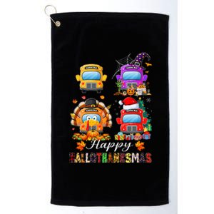 Witch Turkey Santa School Buses Happy HalloThanksMas Platinum Collection Golf Towel