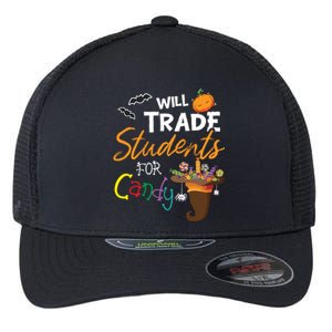 Will Trade Students For Candy Halloween Costume Teacher Gift Flexfit Unipanel Trucker Cap