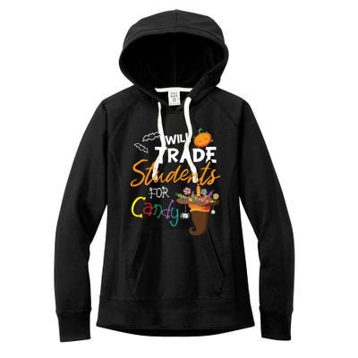 Will Trade Students For Candy Halloween Costume Teacher Gift Women's Fleece Hoodie