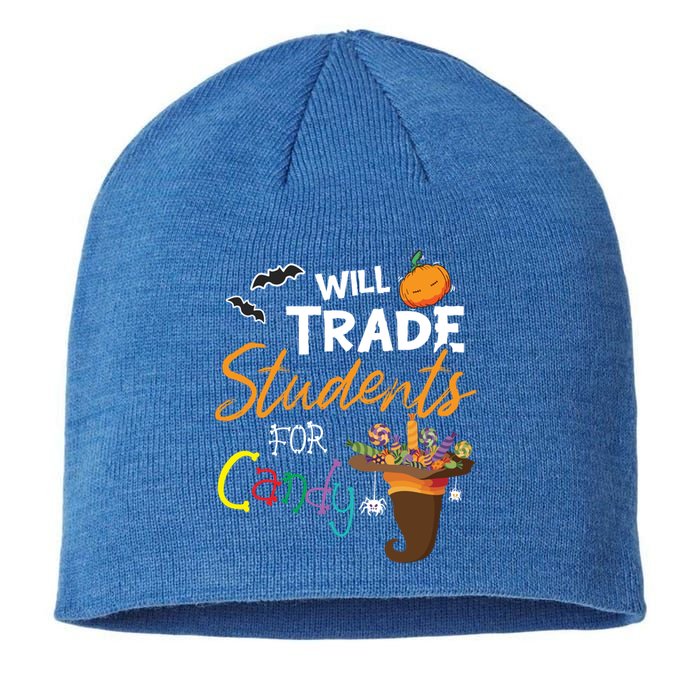 Will Trade Students For Candy Halloween Costume Teacher Gift Sustainable Beanie