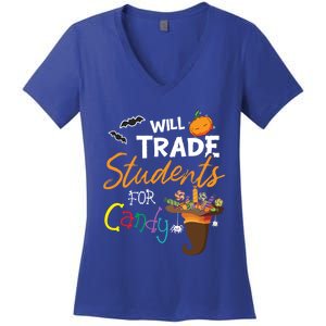 Will Trade Students For Candy Halloween Costume Teacher Gift Women's V-Neck T-Shirt