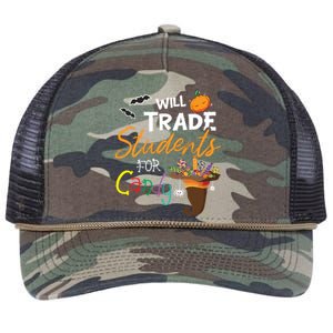 Will Trade Students For Candy Halloween Costume Teacher Gift Retro Rope Trucker Hat Cap