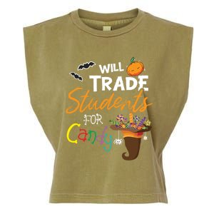 Will Trade Students For Candy Halloween Costume Teacher Gift Garment-Dyed Women's Muscle Tee