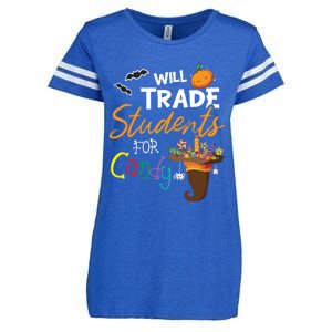 Will Trade Students For Candy Halloween Costume Teacher Gift Enza Ladies Jersey Football T-Shirt