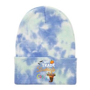 Will Trade Students For Candy Halloween Costume Teacher Gift Tie Dye 12in Knit Beanie