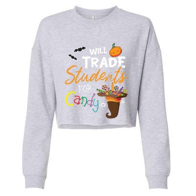 Will Trade Students For Candy Halloween Costume Teacher Gift Cropped Pullover Crew