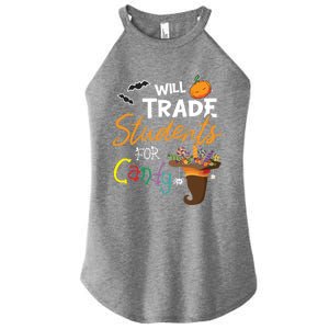 Will Trade Students For Candy Halloween Costume Teacher Gift Women's Perfect Tri Rocker Tank