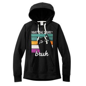 What The Sigma Bruh Funny Meme Black Cat Saying Retro Quote Women's Fleece Hoodie