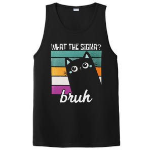 What The Sigma Bruh Funny Meme Black Cat Saying Retro Quote PosiCharge Competitor Tank