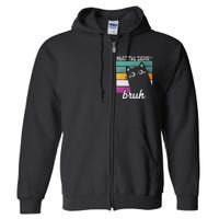 What The Sigma Bruh Funny Meme Black Cat Saying Retro Quote Full Zip Hoodie