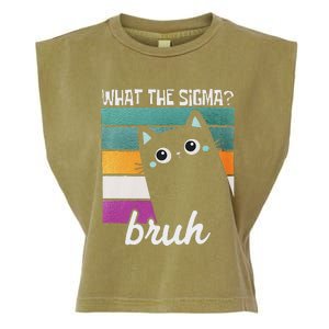 What The Sigma Bruh Funny Meme Black Cat Saying Retro Quote Garment-Dyed Women's Muscle Tee