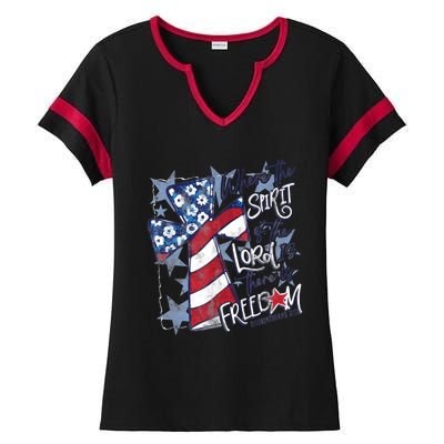 Where The Spirit Of The Lord Is There Is Freedom Ladies Halftime Notch Neck Tee