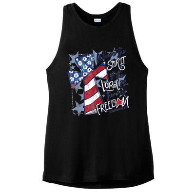 Where The Spirit Of The Lord Is There Is Freedom Ladies PosiCharge Tri-Blend Wicking Tank