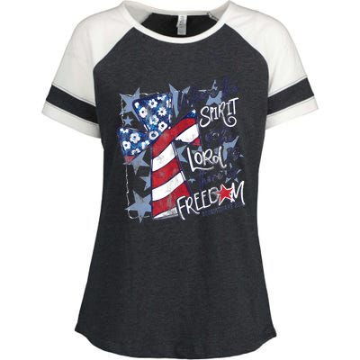 Where The Spirit Of The Lord Is There Is Freedom Enza Ladies Jersey Colorblock Tee