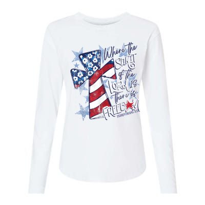 Where The Spirit Of The Lord Is There Is Freedom Womens Cotton Relaxed Long Sleeve T-Shirt